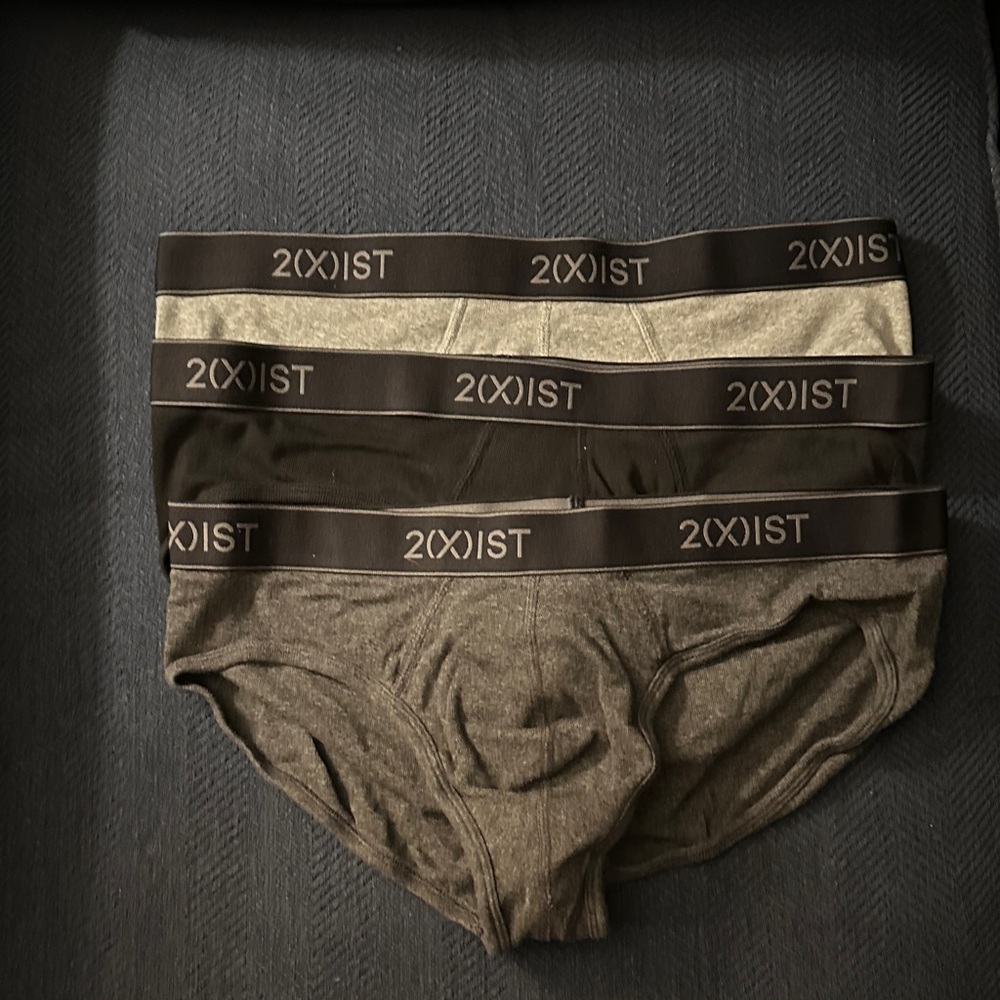 2xist Men's Briefs - Black, Gray, Light Grey | Large | GUC | 3 pack
